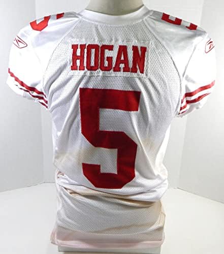 2011-ben a San Francisco 49ers Chris Hogan 5 Játék Kiadott Fehér Jersey 44 DP26610 - Aláíratlan NFL Játék Használt Mezek