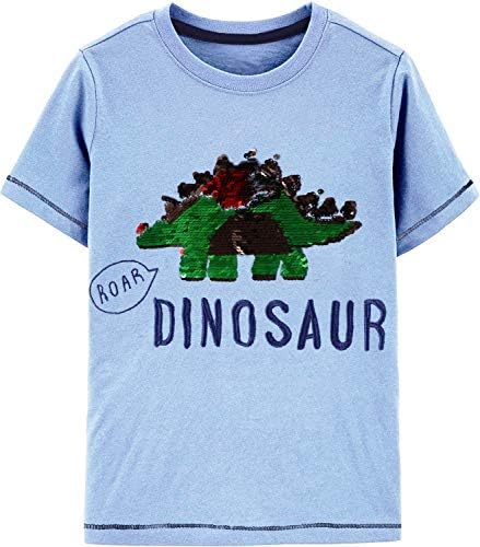 Kisgyermek Fiúk Flip Flitteres Póló Dinoszaurusz Pamut Póló Rövid Ujjú T-Shirt Teherautó Maximum
