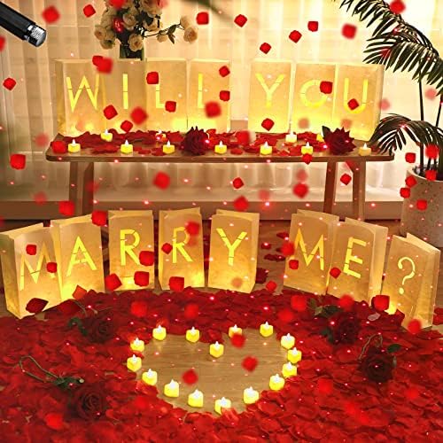 2051 Db Hozzám jössz Feleségül Jel Javaslat Dekorációk, 15 Égitest papírzacskó 2000 rózsaszirom 36 Romantikus Szerelem Gyertyák USB Romantikus