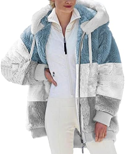 Női Polár Kapucnis Kabát Laza Plus Size Cipzár Télen Meleg, Hosszú Ujjú Plüss kapucnis felső Kabát Kardigán Pulóver