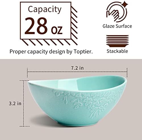 toptier Porcelán Tálak - 28 Uncia Gabona, Saláta, Desszertek, a Levél Design Tál - Set, 4, Kék