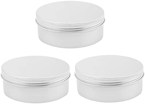 Othmro 3Pcs 6.8 oz Fém Kerek Dobozos Alumínium Doboz Jar utántölthető tartály 200ml Ón Kanna Bádog Edény Üveg Csavaros Fedél Salve