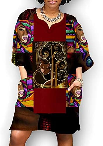 A nők Bohém Nyakkendőmet Vintage Nyomtatott Etnikai Stílus Nyári Shift Rövid Ruha Mini Póló Ruha Loungewear Hölgyeknek