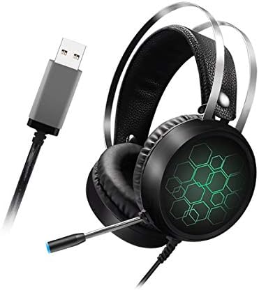 iFCOW Gaming Fejhallgató, fejhallgató Gaming Headset USB Vezetékes Sztereó Fülhallgató, a Világos Mikrofon