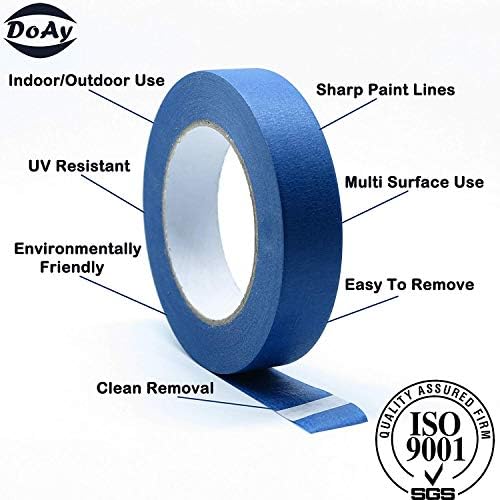 DoAy Kék Festők Szalag 1/4 1/2 3/4 3 x Multi Méret-Csomag - Festmény & Maszkoló Szalag - Egyszerű, Tiszta Eltávolítása - Multi