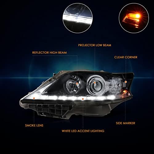 DRL LED Projektor Fényszórók Közgyűlés Kompatibilis Lexus RX350 RX450H 13-15,Füstölt Lencse