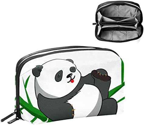 Elektronikai Szervező,Kozmetikai Táska,Elektronika Utazás Szervező,Tech Táska,Fekete-Fehér Panda Állat Zöld Növényi Minta