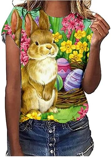 Húsvéti Maximum a Nők, a Nők, Boldog Húsvéti Ing Sleeve Aranyos Rabbit Grafikus Rövid Ujjú Ünnep Maximum Blúz, Póló
