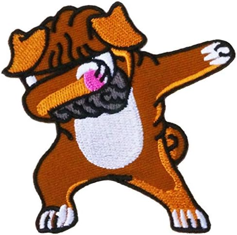 Grafikus Port Dabbing Bulldog Aranyos Hímzett Vas A Patch Dabbing Kutya Állat Tánc Rap Dapping Dab Állat