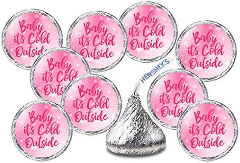 Rózsaszín Baba a Hideg Csók Matrica Szett (216), Hópelyhek Baba Zuhany Csokoládé Csepp Címkék, Matricák, Parti kellékek Dekoráció Puszi