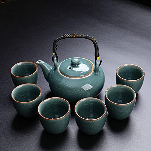 KEYDUACU Japán Tea Set, Kung Fu Tea Szerelmeseinek, Kézzel készített Ge kemence Kerámia Teás Készlet,Utazási Hordozható Teás
