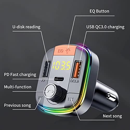 BA1 Bluetooth Adapter Autós Vezeték nélküli Bluetooth FM Transmitter Rádió Vevő Bluetooth Autós MP3 Adapter QC3.0 Típus-PD Dual USB