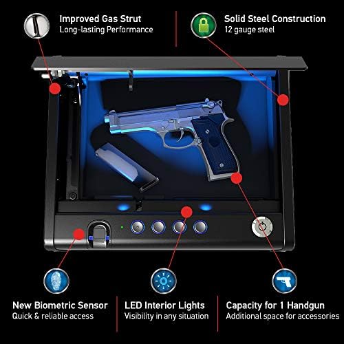 SentrySafe Biometrikus Fegyver Biztonságos Pisztoly, Ujjlenyomat Fegyver Biztonságos Belső Fény, 1 Kézifegyver Kapacitás, Lőfegyver