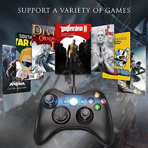 Diswoe Xbox 360 Vezetékes Vezérlő, Controlador Con Kábel, Gamepad 5,5 méteres USB kábel, Továbbfejlesztett, Ergonomikus Kialakítás, Kettős
