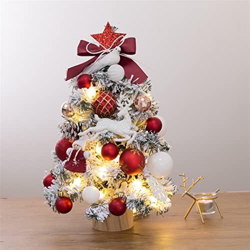 Aetygh Mini karácsonyfa, Karácsonyi Díszek, 20 Hüvelyk Mesterséges Hó Özönlöttek Táblázat Felső karácsonyfa, Piros Karácsonyi Dekoráció,