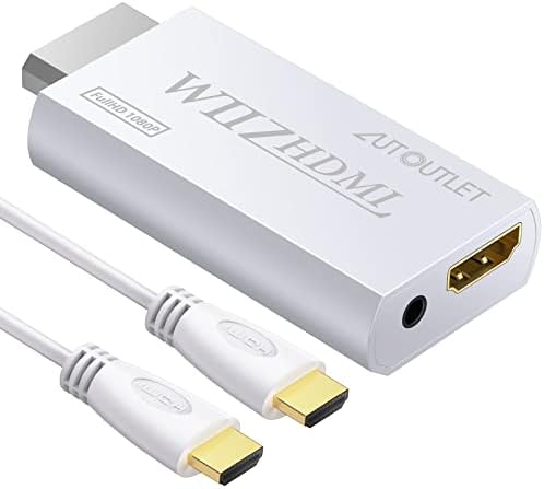 AUTOUTLET Wii, HDMI Átalakító 1080P a 6ft Nagy Sebességű HDMI-Kábel Wii2 HDMI Adapter Kimeneti Videó&Audio 3,5 mm-es Jack Audio,