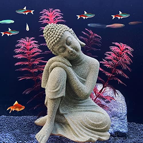 livelyfish Akvárium Buddha-Szobor Japán akvárium Dekoráció, nagy teherbírású Meditál Buddha Akvárium akvárium Zen Budai Figura,