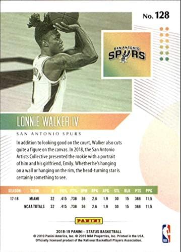 2018-19 Panini Állapota 128 Lonnie Walker IV RC Újonc San Antonio Spurs NBA Kosárlabda Trading Card