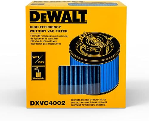 DeWalt DXVC4002 Magas Hatásfok Patron-Szűrő, Alkalmas 4 Liter Nedves/Száraz Porszívó, Kompatibilis a DeWalt DXV04T, DXV05P, DXV05S,