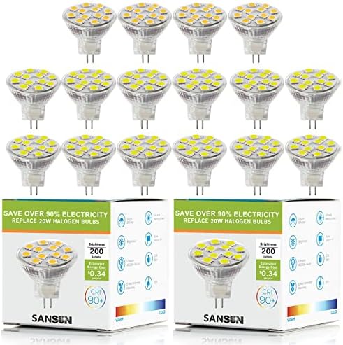 SANSUN LED MR11 Izzók, 12v 20w Halogén Csere, GU4 Bi-Pin-Bázis, 4db 3000K, valamint 12db 4000K, Nem Szabályozható