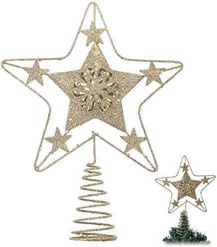 Csillag Csúcsdíszt Karácsonyfa Csillag Karácsonyfa Csillag Üreges Ki Vas Fényes Pentagram Dekoráció