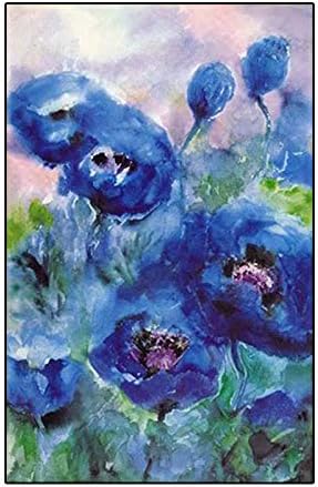 Olajfestmény, Vászon - - Ban Kézzel Festett Absztrakt Kék Virágok Művészi olajfestmény, Vászon, Nagy Méretű Modern Grafika, Fali Kép,