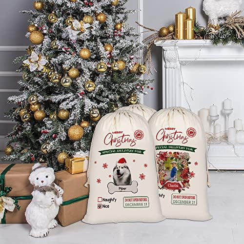 BAGEYOU Egyéni Kutya Mikulás Zsák Szép Amerikai Staffordshire Terrier Santa Bag Karácsonyra, Karácsonyi Ajándék, a Zsinóros Pamut Ágynemű