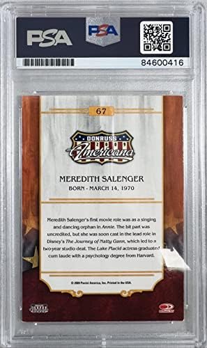 Meredith Salenger dedikált 2009 Donruss Americana kártya 67 PSA Tokozott