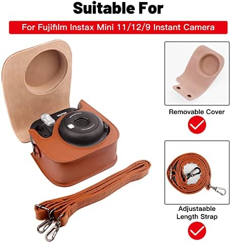 Védőtok Fujifilm Instax Mini 11 12 9 Instant Fényképezőgép, Prémium PU Bőr Táska Fedele Levehető Pánt, Fényképezőgép tok Mini