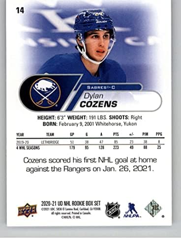2020-21 Felső szint NHL-Sztár Újoncok Box Set 14 Dylan Cozens Buffalo Sabres Jégkorong Kártya (RC - Újonc Kártya) NM-MT