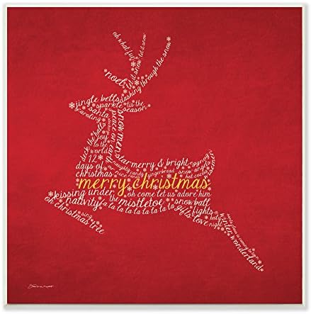 Stupell Iparágak Boldog Karácsonyt Rénszarvas Tipográfia Falon Emléktábla, 12 x 12, Színes