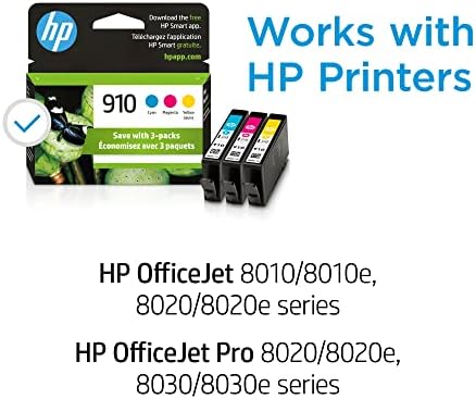 HP 910 Cián, Magenta, Sárga Tintapatron (3 csomag) | Dolgozik, a HP OfficeJet 8010, 8020 Sorozat, HP OfficeJet Pro 8020, 8030 Sorozat |