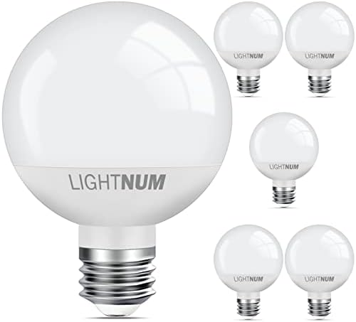 LIGHTNUM Hiúság Globe Izzók, G25 Kerek LED Fény 8W, 60W Egyenértékű, 5000K Meleg Fehér, 650 LM E26 Közepes Bázis Villanykörték,