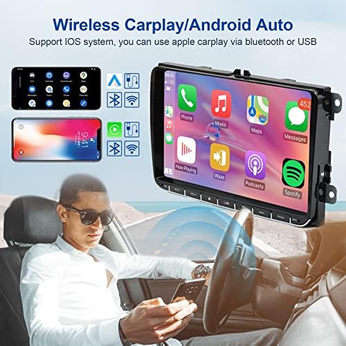 Android 11.0 Autó Rádió Sztereó Vezeték nélküli Carplay 9 - os Kapacitív érintőképernyő Android Automatikus GPS Navigáció Bluetooth FM-rádióvevő