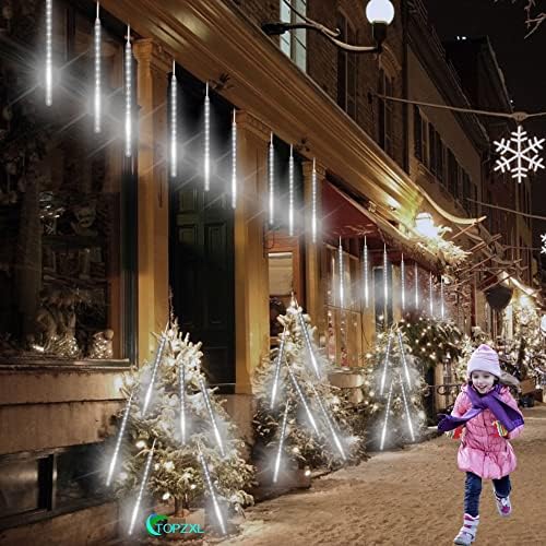 TOPZXL Meteorzápor Droplight, 50 cm 8 Cső Jégcsap Fény, a Fa Ünnep a Karácsony, Kerti Ház, Ablak, karácsonyfa Díszítés, Kihúzható,