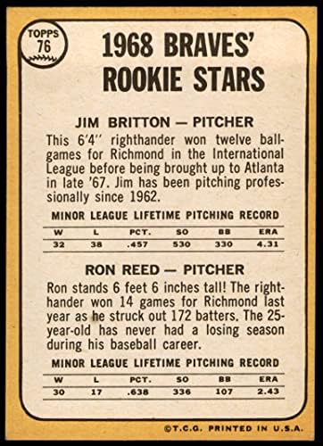 1968 Topps 76 Bátrabbak Újoncok Ron Reed/Jim Britton Atlanta Braves (Baseball Kártya) NM+ Bátrabbak