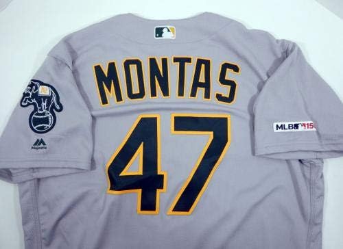 2019 Oakland Egy Atlétika Frankie Montas 47 Játék Kiadott Szürke Jersey-150 P 530 - Játék Használt MLB Mezek