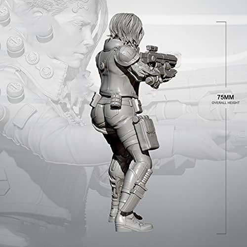 ETRIYE 75mm 1/24 Gyanta Katona Modell Sci-Fi Mechanikus Női Harcos Fröccsöntött Karakter Modell Készlet (Egyéni Össze Festetlen)/Xc679