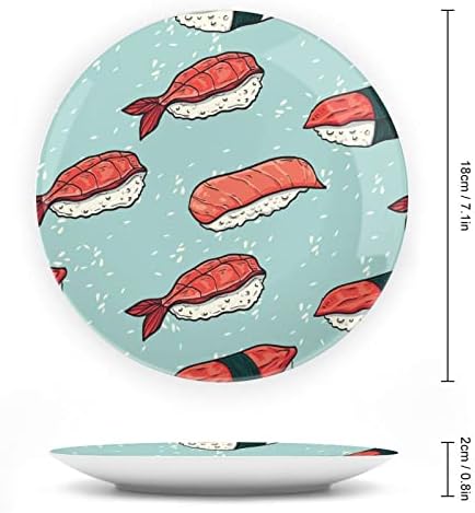 Sushi pedig Rolls Japán Étel Vicces porcelán Díszítő Tányér Kerek Kerámia lapok Kézműves Display Állvány Home Office Fali Dekoráció