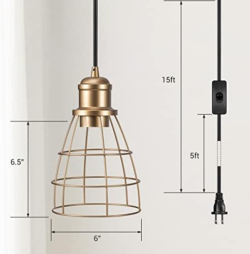 DEWENWILS Csatlakoztassa Medál Fény, Lógó Lámpák 15FT Kábel, Ipari Medál világítótestet, E26 Bázis Aljzat, Parasztház Medál Világítás Hálószoba,