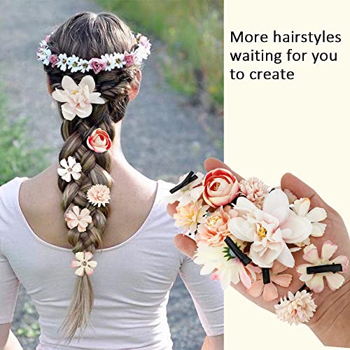 Ahoney 12 Db Bohém Virágok Haj Klipek a Nők, Lányok, Hawaii Mesterséges Több Virág Csipeszt Nagy Chiffon Virág hajcsat Haj Kiegészítők
