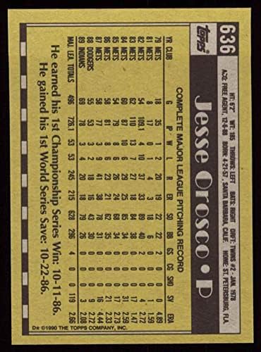 1990 Topps 636 Jesse Orosco Cleveland indians (Baseball Kártya) NM/MT Indiánok