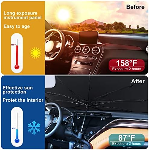TESSONO Autó Szélvédő Nap Árnyékban, Összecsukható Esernyő Fényvisszaverő Napernyő, a Kocsi Ablakon Blokkolja az UV Sugarak