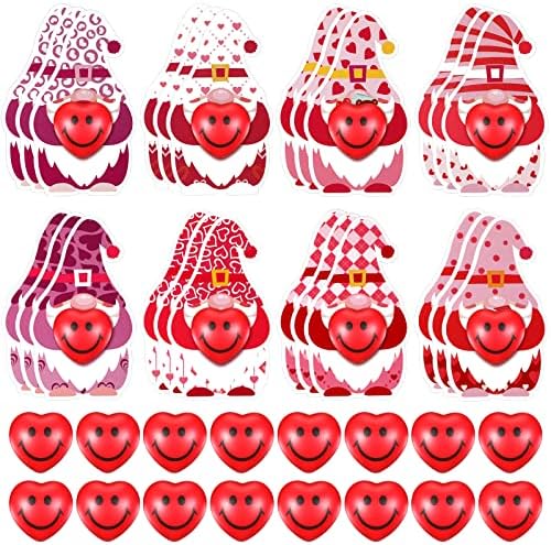 24 Beállítja Szív Stressz labda Valentin Napi Ajándék Kártyák Gnómok Valentin Nap Kártya Mosoly Arca Szív Alakú Mini Hab Golyó