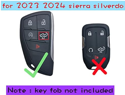 RUNZUIE 2db Szilikon Smart Remote távirányító Fedelét, a 2024 2022 2023 GMC Sierra 1500 Chevrolet Chevy Silverado 1500 2500HD 3500HD (Fekete/Fekete,