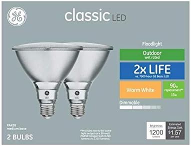 GE Klasszikus 90 Watt EQ, LED Par38 Szabályozható Meleg Fehér fénycső (2 Csomag)