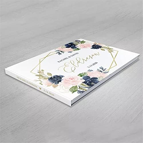 KFJBX Személyre szabott Esküvői vendégkönyv Alternatív Geometriai Esküvői Vendégkönyv Virágos Esküvői Album Esküvői Fotó Jel
