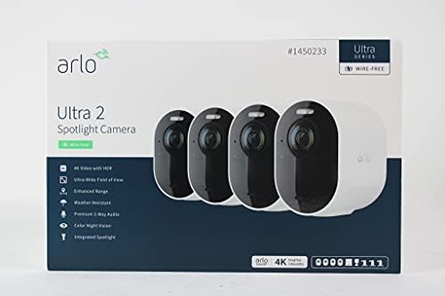 Arlo szabadtéri Ultra 2 Reflektorfénybe Kamera Vezeték nélküli Biztonsági Rendszer 4 Csomag Teljes Biztonsági