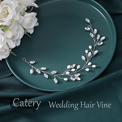 Catery Menyasszony Fejpánt Gyöngy, Strassz Ezüst Haja Szőlő Menyasszonyi Haj Darab Esküvői Haj Kiegészítők Nők