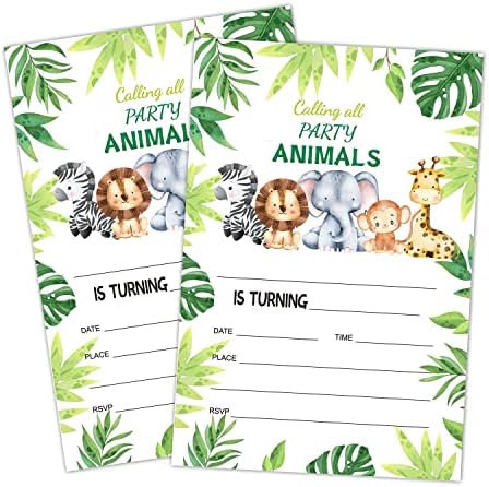 Állatok Születésnapi meghívók, Jungle Safari Szülinapi Buli kérd meg, Dzsungel Állatok Fél Ünnep felszerelés Fiúk & Lányok,